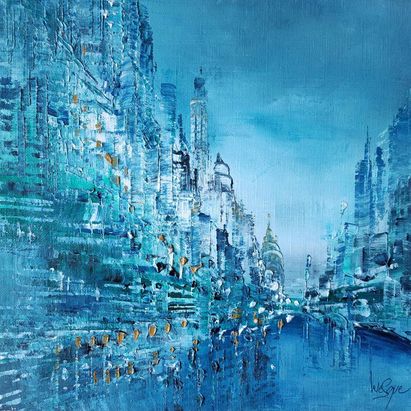 Peinture Le soir sur les quais par Levesque Emmanuelle | Tableau Huile