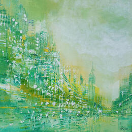 Painting Vert lumière by Levesque Emmanuelle | Painting  Oil