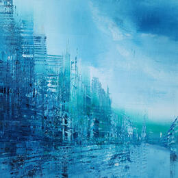 Painting Transparence bleu verte by Levesque Emmanuelle | Painting  Oil