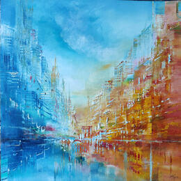Painting Rive droite rive gauche by Levesque Emmanuelle | Painting  Oil