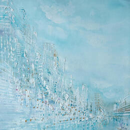 Painting Bleu coton by Levesque Emmanuelle | Painting  Oil