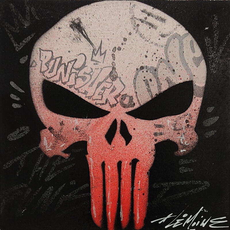 Painting Punisher by Lemoine Mael | Painting Pop-art Pop icons Graffiti Acrylic