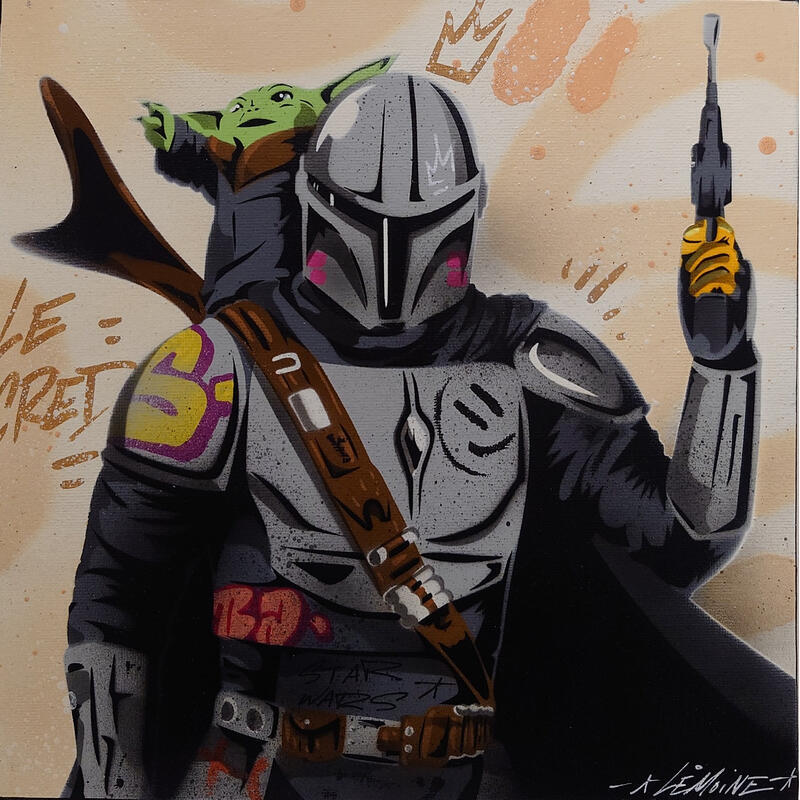 Peinture Mandalorian par Lemoine Mael | Tableau Pop-art Icones Pop Graffiti Acrylique