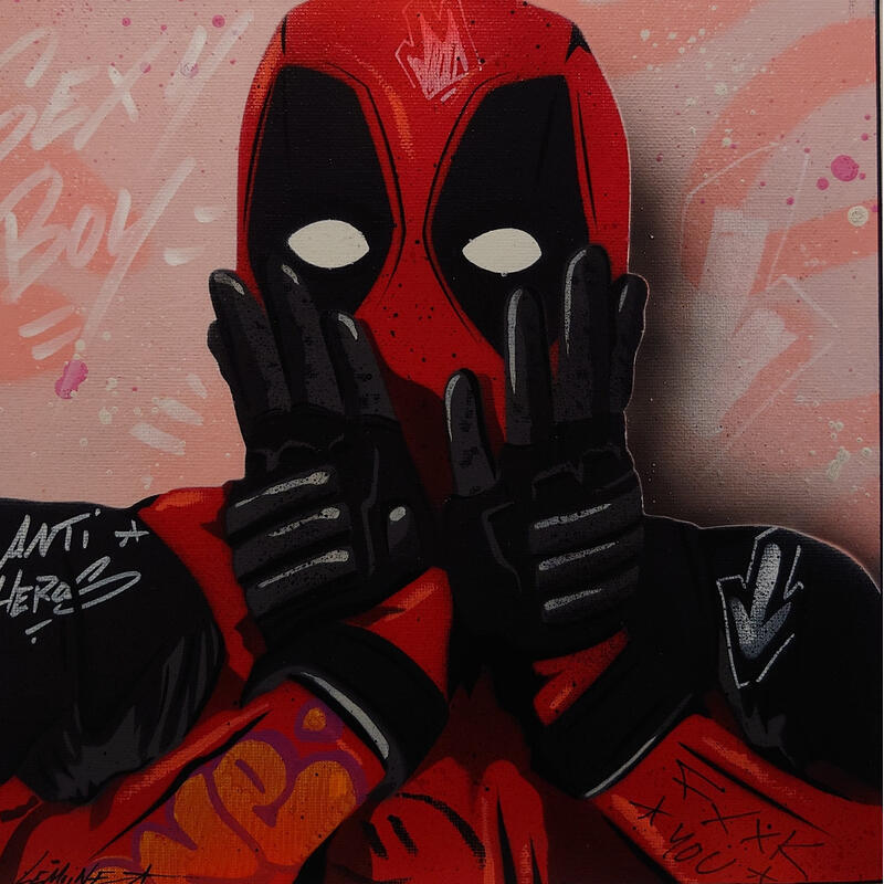 Peinture Deadpool par Lemoine Mael | Tableau Pop-art Icones Pop Graffiti Acrylique