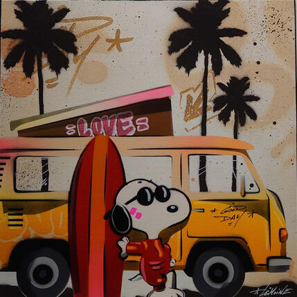 Painting Snoopy Van by Lemoine Mael | Painting Pop-art Acrylic, Graffiti Pop icons