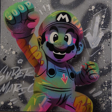 Peinture Mario par Lemoine Mael | Tableau Pop-art Acrylique, Graffiti Icones Pop