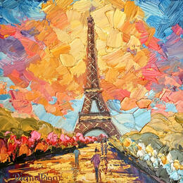 Peinture A Parisian Sunset par Pigni Diana | Tableau Impressionnisme Huile Architecture, Paysages, Urbain