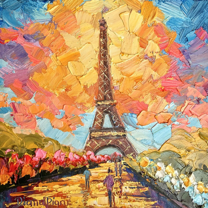 Peinture A Parisian Sunset par Pigni Diana | Tableau Impressionnisme Paysages Urbain Architecture Huile