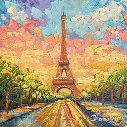 Painting An Evening to Remember by Pigni Diana | Painting Impressionism Oil Architecture, Landscapes, Urban