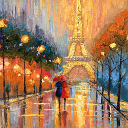 Painting Golden Rain in Paris by Pigni Diana | Painting Impressionism Oil Architecture, Landscapes, Urban