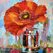 Painting Poppy Ablaze by Pigni Diana | Painting Impressionism Nature Life style Still-life Oil
