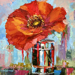 Painting Poppy Ablaze by Pigni Diana | Painting Impressionism Oil Life style, Nature, Still-life