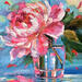 Painting Peony in Pink  by Pigni Diana | Painting Impressionism Landscapes Life style Still-life Oil