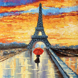 Painting A Walk into the Sunset by Pigni Diana | Painting Impressionism Oil Architecture, Landscapes, Urban