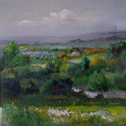 Painting Paisaje en verdes by Cabello Ruiz Jose | Painting Figurative Oil Landscapes, Pop icons