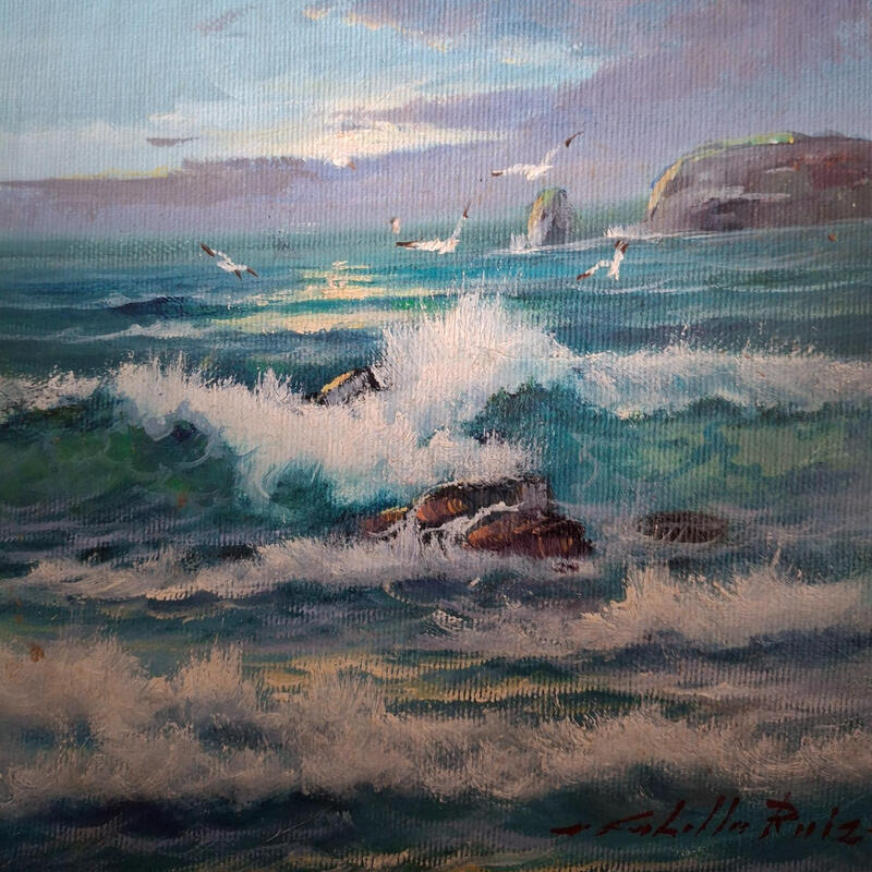 Painting Olas final by Cabello Ruiz Jose | Painting Figurative Marine Oil