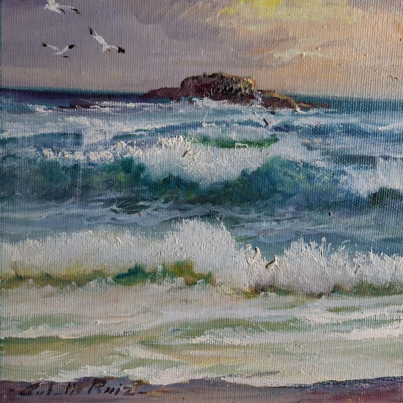 Gemälde Playa del peñon von Cabello Ruiz Jose | Gemälde Figurativ Marine Öl