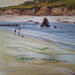 Painting Pescando en la playa by Cabello Ruiz Jose | Painting Figurative Marine Oil