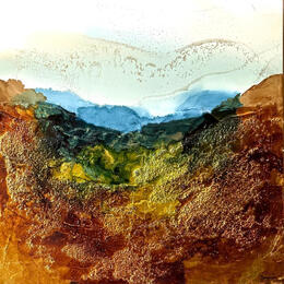 Painting Bronze Age 3450 by Depaire Silvia | Painting Abstract Acrylic Landscapes, Marine, Minimalist