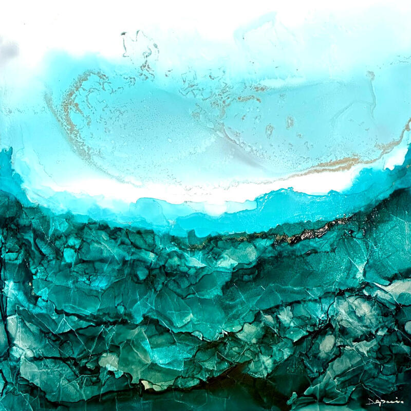 Painting Poésie givrée 3541 by Depaire Silvia | Painting Abstract Landscapes Marine Minimalist Acrylic