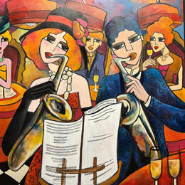 Gemälde En scene von Fauve | Gemälde Figurativ Acryl Alltagsszenen, Musik