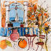 Peinture Orange en mer par Colombo Cécile | Tableau Art naïf Paysages Aquarelle Acrylique Collage Encre Pastel