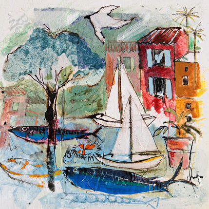 Peinture Les voiliers  par Colombo Cécile | Tableau
