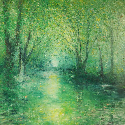 Painting Fraicheur sous les arbres by Levesque Emmanuelle | Painting