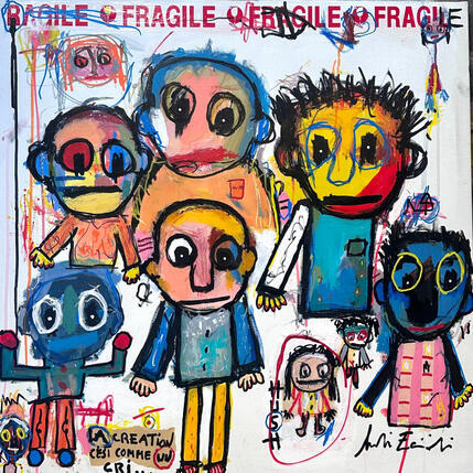 Peinture La création c’est comme un cri par Zaïdi Larbi | Tableau Art Singulier Acrylique, Pastel, Posca