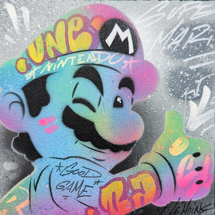 Gemälde Mario Good Game von Lemoine Mael | Gemälde Pop-Art Acryl, Graffiti Pop-Ikonen