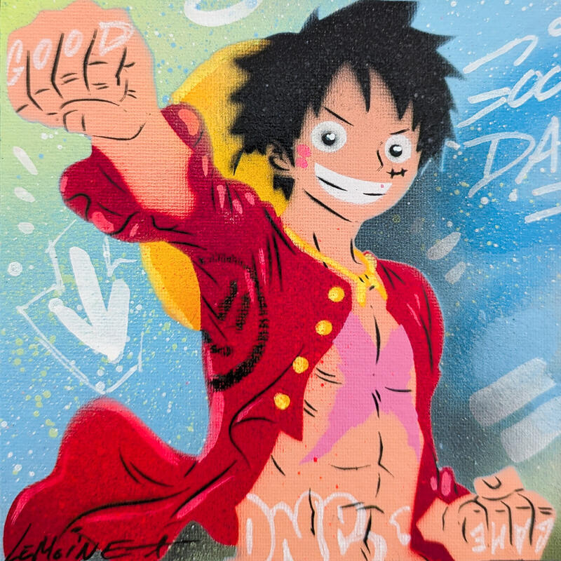 Gemälde Luffy von Lemoine Mael | Gemälde Pop-Art Pop-Ikonen Graffiti Acryl