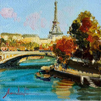 Gemälde Eiffel Tower by the Seine von Xanlar | Gemälde