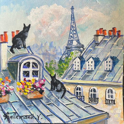 Painting chats sur les toits by Lallemand Yves | Painting