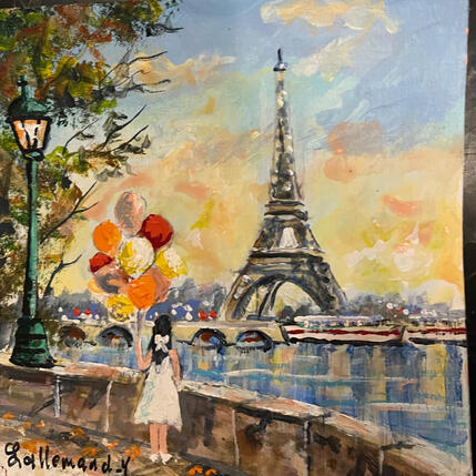 Painting Petite fille aux ballons by Lallemand Yves | Painting