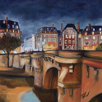 Painting Un soir sur le Pont-Neuf by Piffard Cédric | Painting Figurative Oil Architecture, Life style, Urban