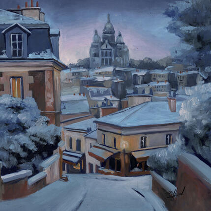 Painting Les toits givrés by Piffard Cédric | Painting Figurative Oil Architecture, Life style, Urban