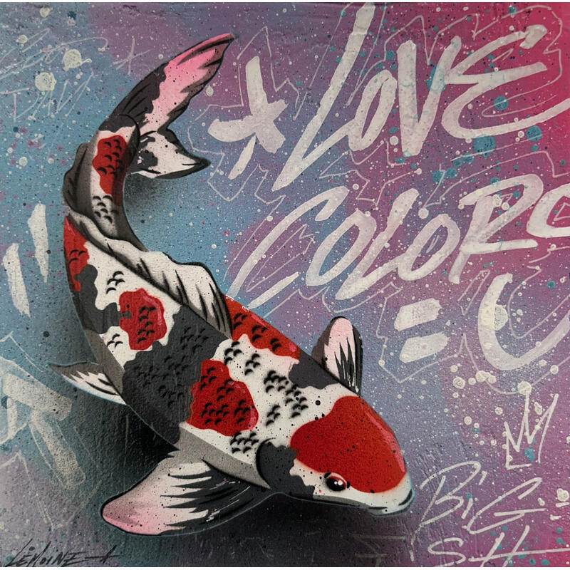Painting Carpe koï by Lemoine Mael | Painting Pop-art Pop icons Graffiti Acrylic
