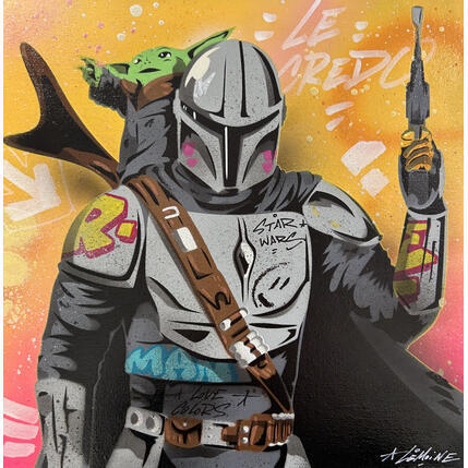 Painting Mando et Yoda by Lemoine Mael | Painting