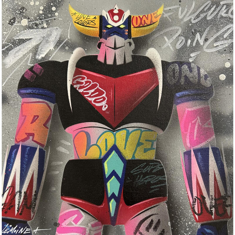Painting Goldorak by Lemoine Mael | Painting Pop-art Pop icons Graffiti Acrylic