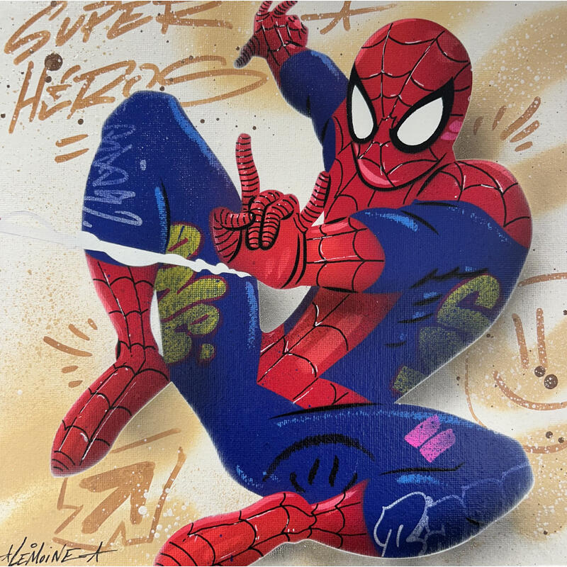 Painting Spiderman by Lemoine Mael | Painting Pop-art Pop icons Graffiti Acrylic