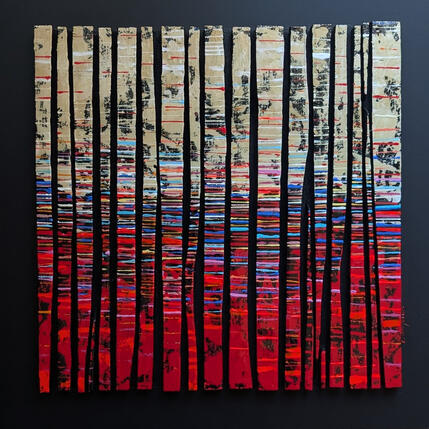 Painting Bc20 street ocre rouge multi by Langeron Luc | Painting Subject matter Acrylic, Resin, Wood