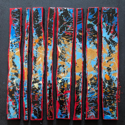 Painting Bc8 impression or bleu rouge by Langeron Luc | Painting