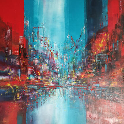Peinture La ville en couleur par Levesque Emmanuelle | Tableau