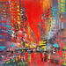 Peinture Nuit rouge par Levesque Emmanuelle | Tableau Huile