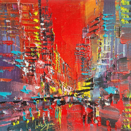 Peinture Nuit rouge par Levesque Emmanuelle | Tableau Huile