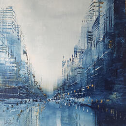 Painting Ville bleu outremer by Levesque Emmanuelle | Painting  Oil
