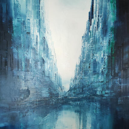 Peinture Un monde bleu par Levesque Emmanuelle | Tableau