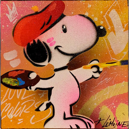 Painting Snoopy peintre by Lemoine Mael | Painting Pop-art Acrylic, Graffiti Pop icons