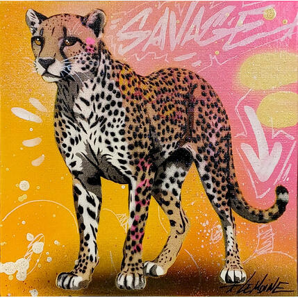 Painting Guépard by Lemoine Mael | Painting Pop-art Acrylic, Graffiti Pop icons