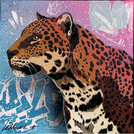 Painting Guépard de profil by Lemoine Mael | Painting Pop-art Acrylic, Graffiti Pop icons